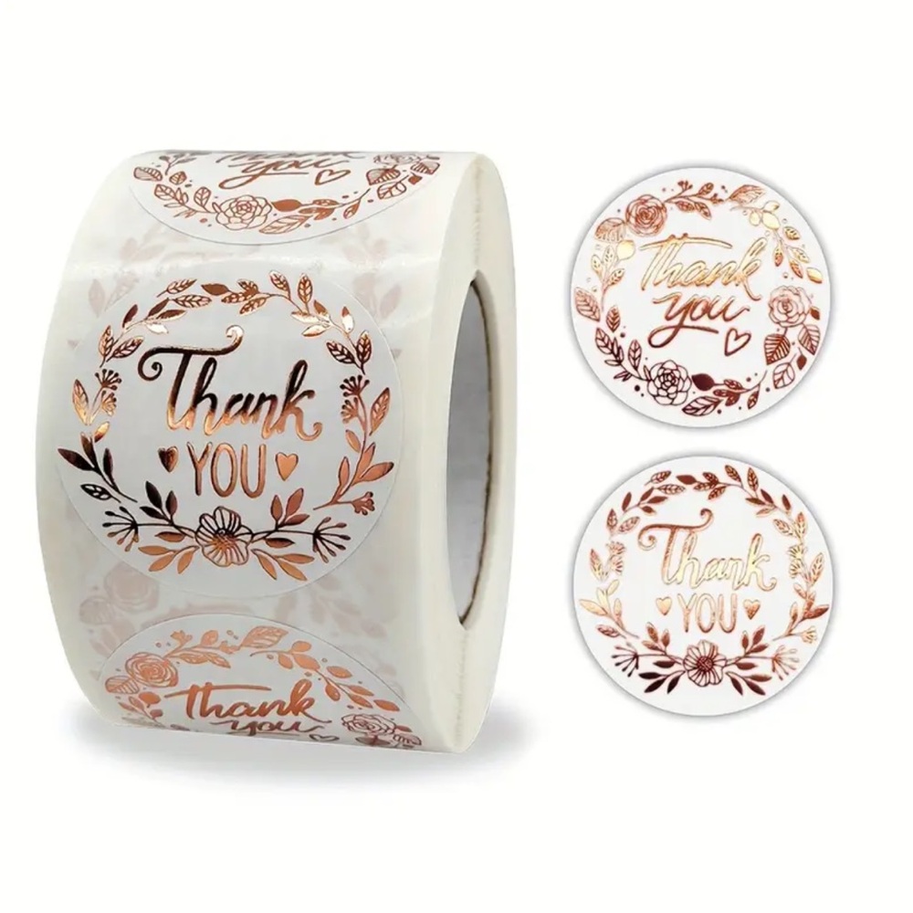 500 THANK YOU STICKERS ROSE GOLD - Picture 3 of 3